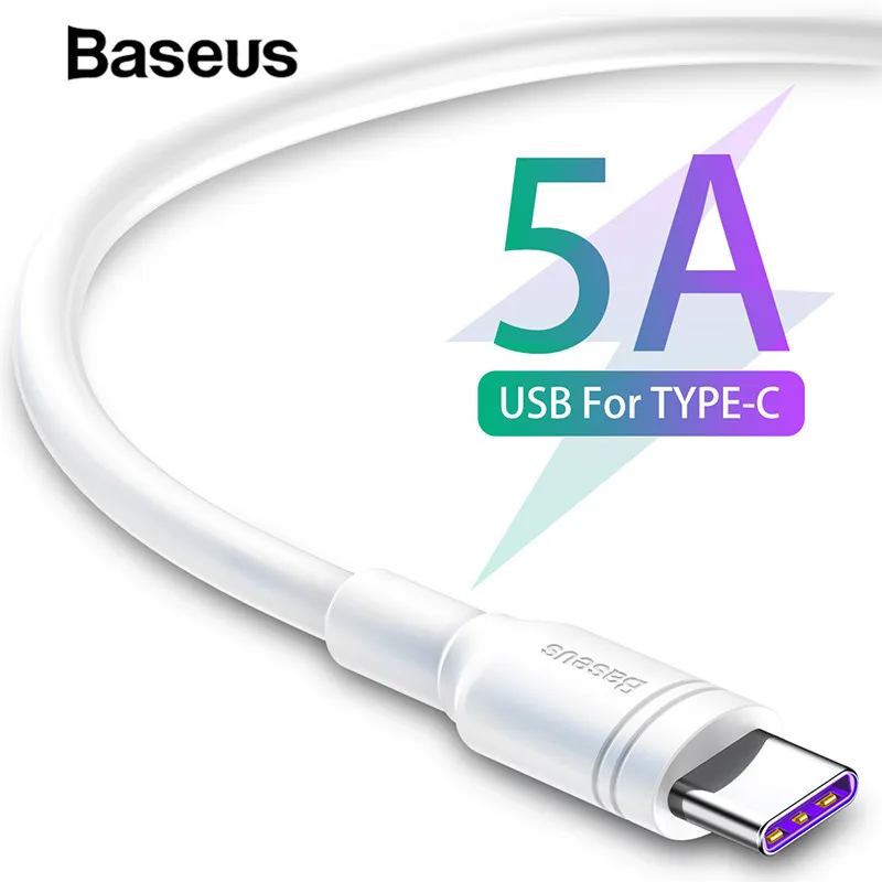 Baseus 5A usb type-C кабель для huawei P30 mate 20 Pro P20 Быстрая зарядка для huawei USB C Быстрая зарядка кабель