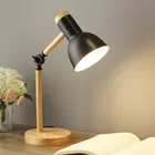Деревянная настольная лампа E27 с регулируемой яркостью, прикроватный регулируемый светильник для чтения, лампа для дома, спальни, светодиодная Складная простая настольная лампа