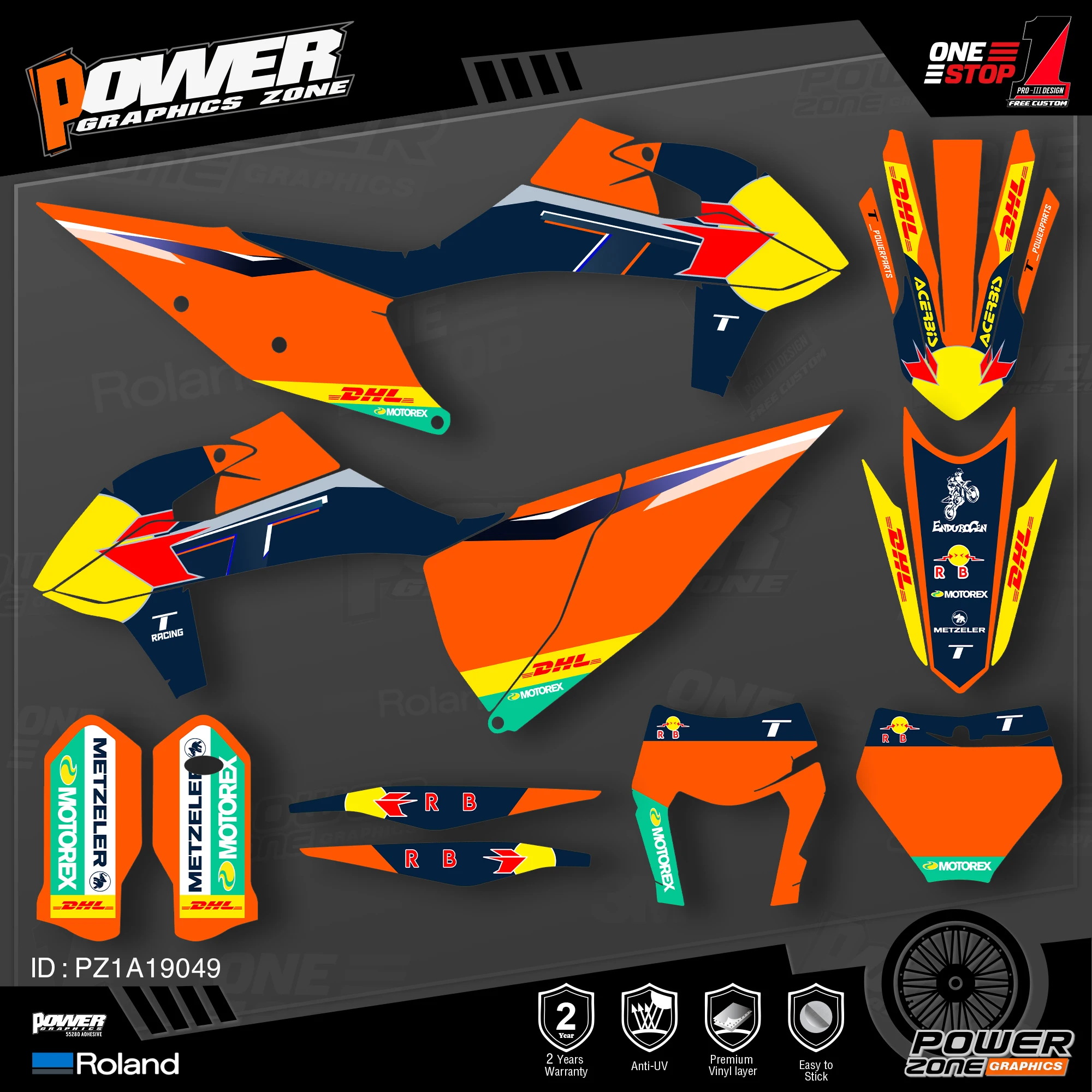 Персонализированные графические фоны PowerZone Team Набор наклеек для KTM SX SXF MX 19-20 EXC XCW