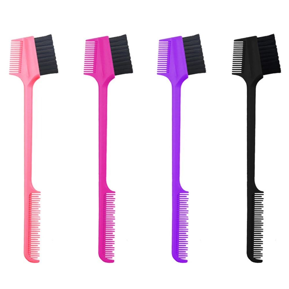 

Multicolor Double Sided Edge Brush With Comb Eyelash Eyebrow Makeup Brush Hair Styling Hair Brush Detangling Steel Eyebrow Comb