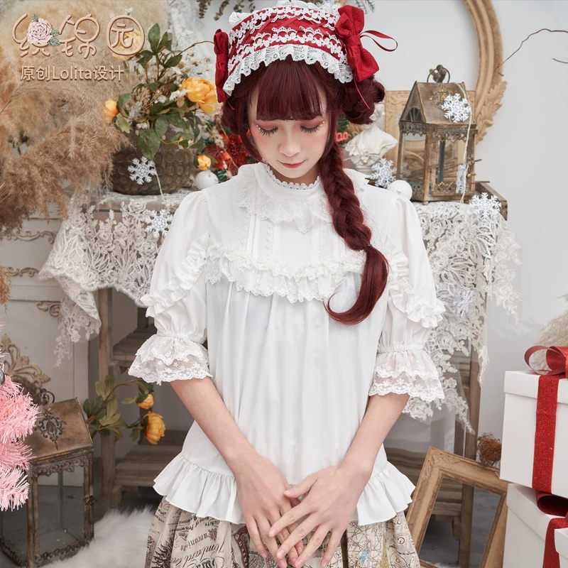 

Шифоновая Блузка A0045Lolita, свободная и удобная кружевная блузка с цветами