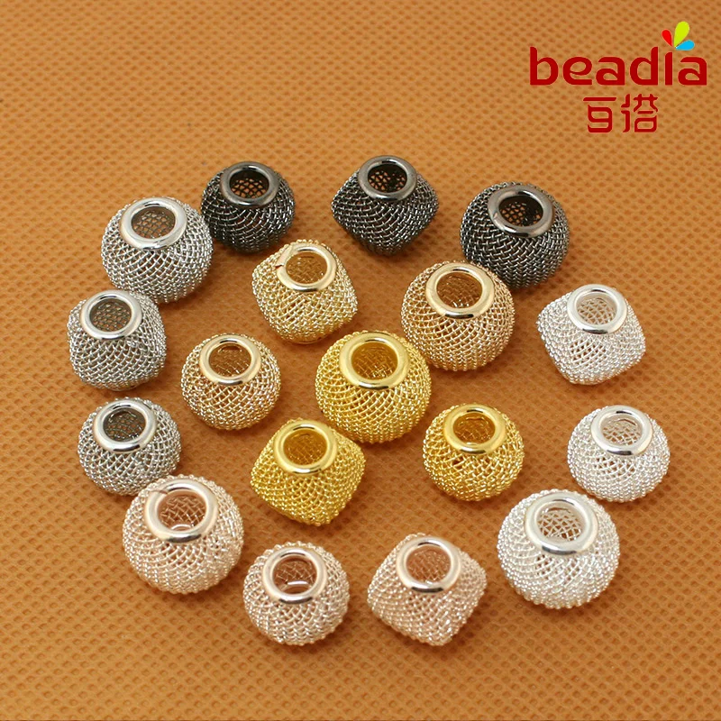 Круглые металлические бусины, 6 шт., 10x12 мм