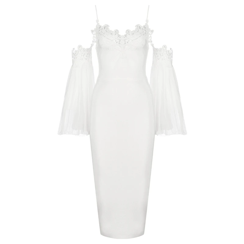2019 Новое поступление белое длинное сексуальное Бандажное платье с открытыми