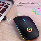 Беспроводная мышь, перезаряжаемая Бесшумная мышь 2,4 ГГц, USB оптическая эргономичная мышь светодиодный подсветка, игровая мышь для ПК, ноутбука