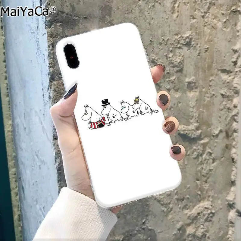 MaiYaCa Бегемот Муми-Тролль милый мультфильм животных черный чехол для телефона чехол для Apple iphone 11 pro 8 7 66S Plus X XS MAX 5S SE XR