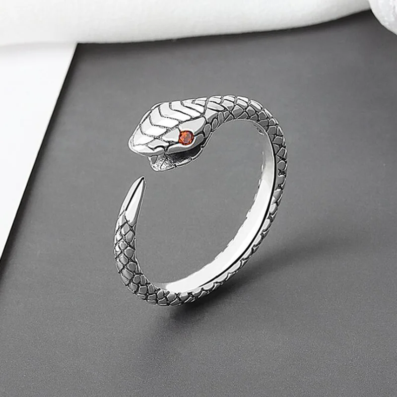 

Fashion Retro Exaggerated Spirit Snake Ring Punk Style Snake-shaped Nightclub Ring Student Index Finger Ring Trend Jewelry Gift