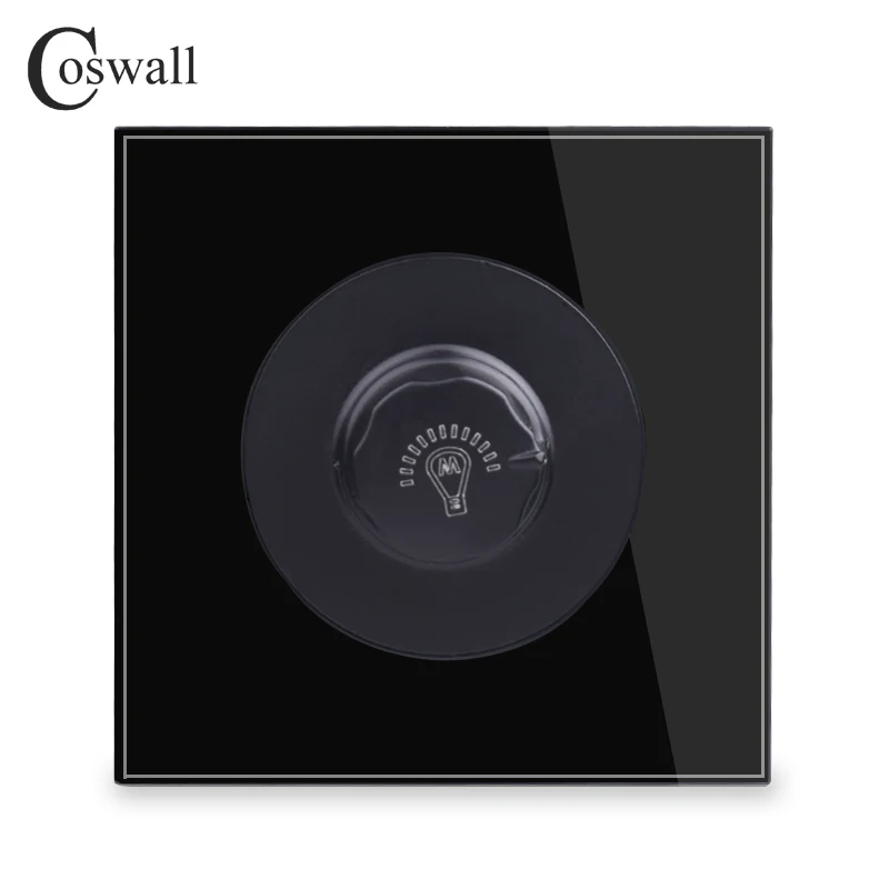 Black COSWALL регулятор яркости только для лампы накаливания Роскошные Хрустальные стеклянные панели Настенный светильник переключатель 16A 15~ 500 Вт AC 220 В R11 серия - Цвет: Black