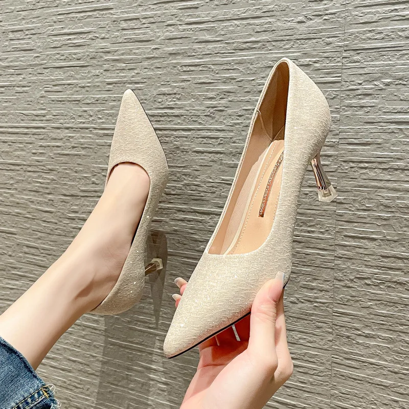 

Sexy High-Heel Wedding Shoes Womens Stiletto Heels New Fashion Temperament All-Match Party Single Shoes zapatillas mujer