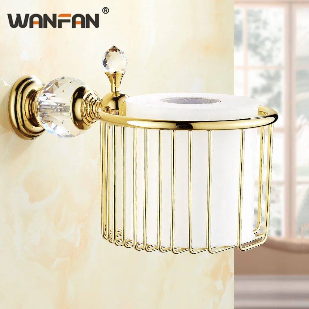 Держатели бумаги кристалл латунь настенные аксессуары для ванной комнаты рулон