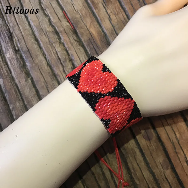 Rttooas MIYUKI Браслет Любовь ювелирные изделия Сердце Манжеты Браслеты