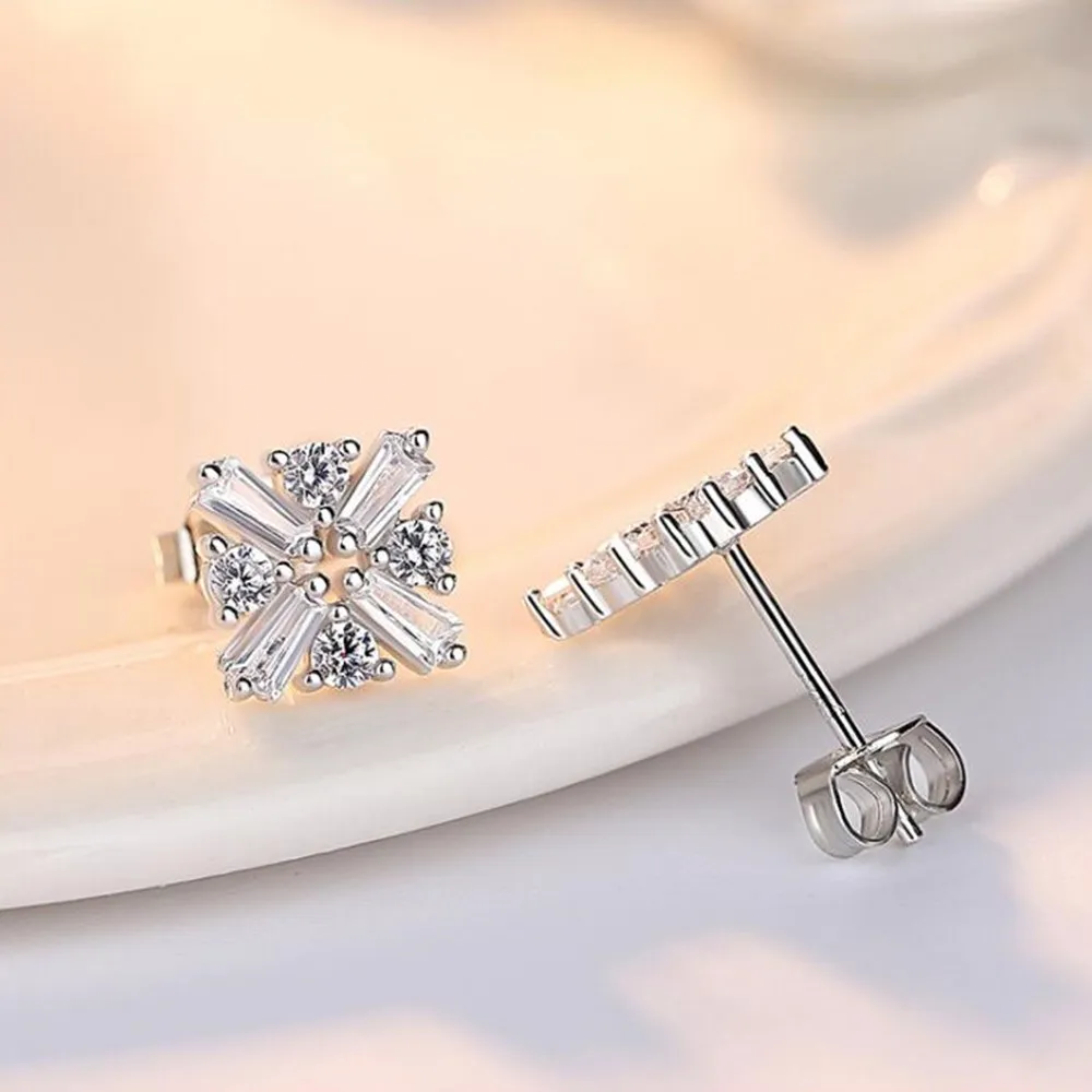 Женские серьги гвоздики из серебра 925 пробы с кристаллами|Серьги-гвоздики| |