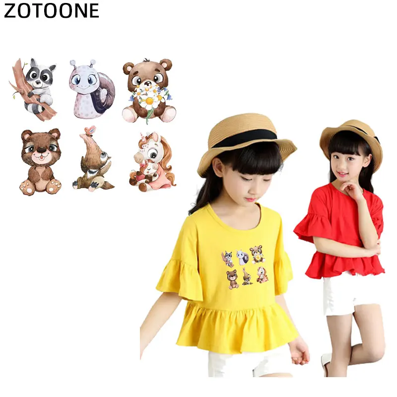 Набор термоклеевых нашивок ZOTOONE с изображением мультяшных животных термоклейкие