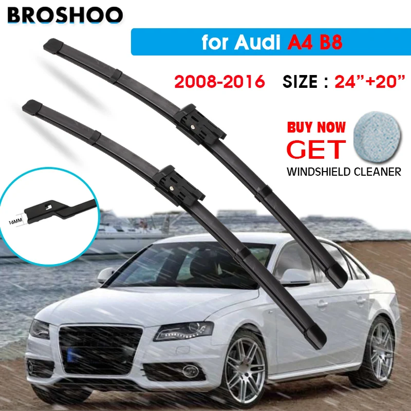 

Car Wiper Blade For AUDI A4 (B8) 24"+20" 2008-2016 Auto Windscreen Windshield Wipers Blades Window Wash Car Equipped Push Button