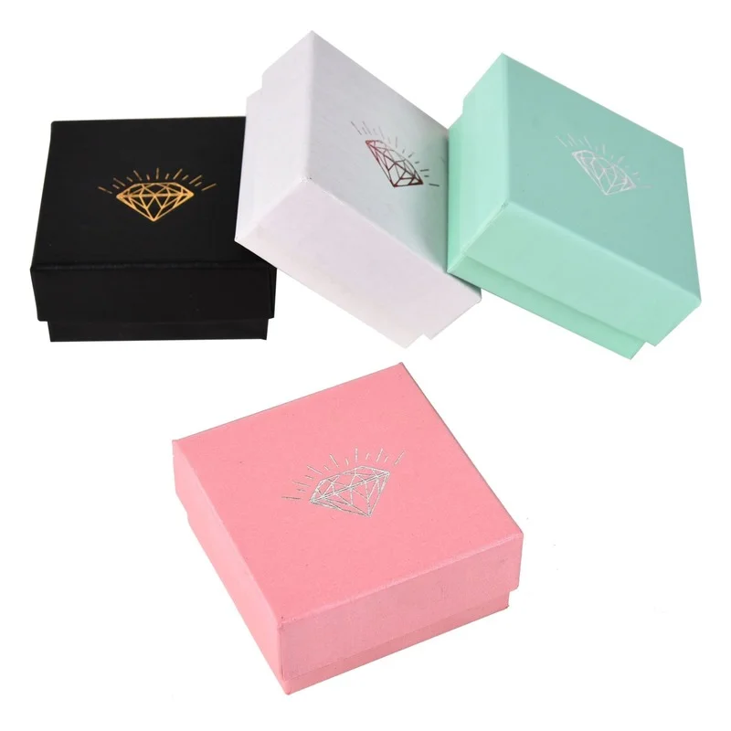 7.5x7.5x3.5cm Wrapping Packing Box Square Earrings Necklace Jewelry Gift Box for Women Ring Jewelrly Earring Jewellery Gift Box