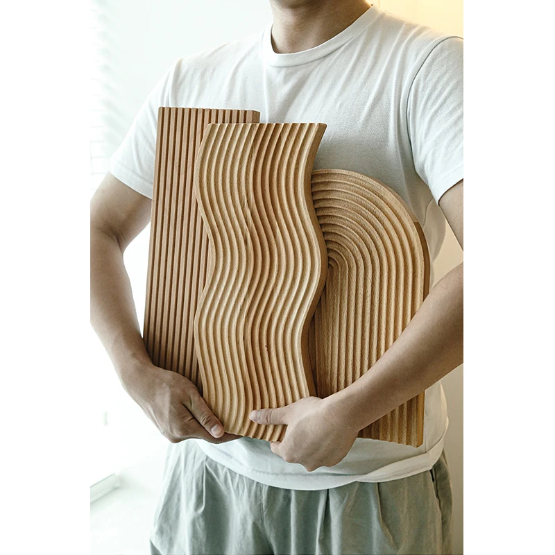 

1Pc Nordic Groove Wood Dessert Slicing Bread Tray Kitchen Anti-slip Cutting Board Storage Organizer