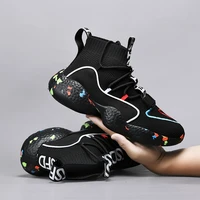 fashion painting black high sock running shoes men classic couples sock shoes sports breathable platform high top sneakers women
