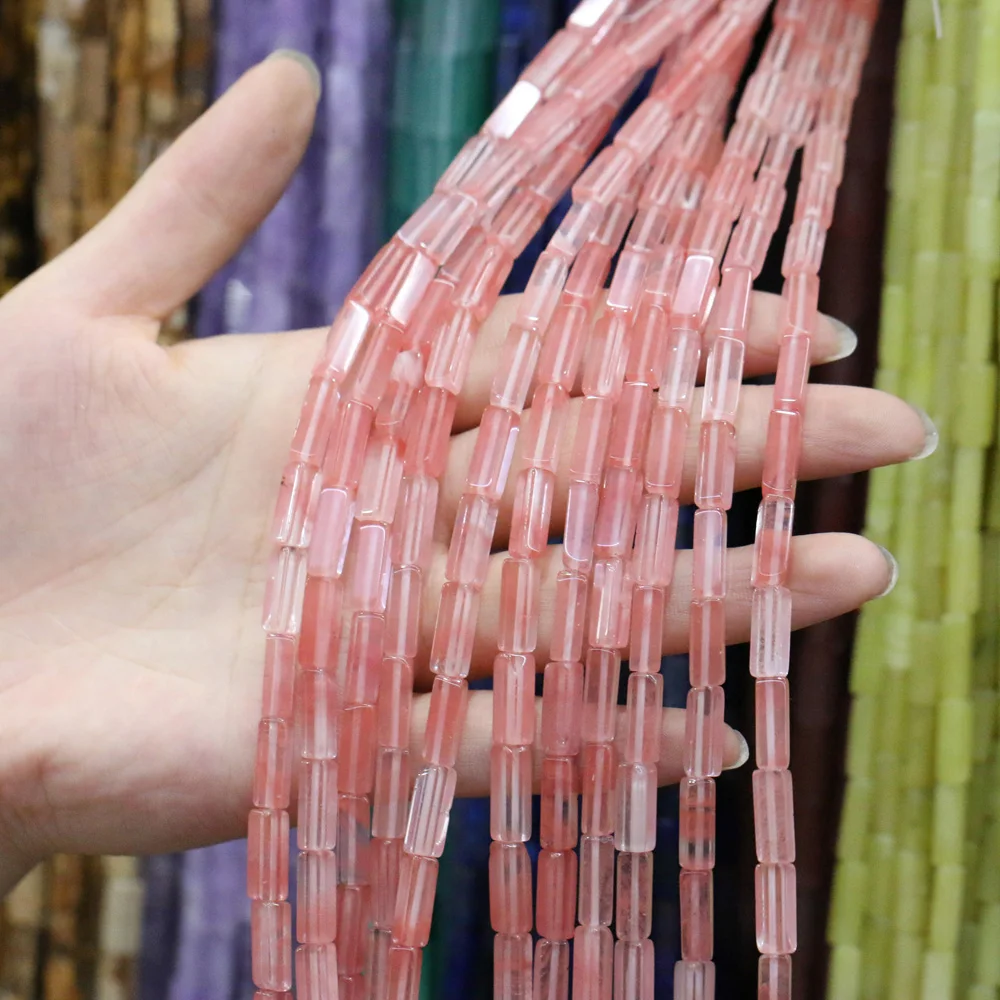 

Natural Stone Rectangular Scattered bead agates watermelon red string Beads for Jewelry Making DIY Necklace Bracelet 4x13mm