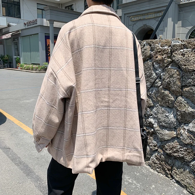 

Men Coat Winter Warm Plaid Big Size Windproof High Quality Mens Coats and Jackets Korean Overcoat Streetwear Stylish Clothes