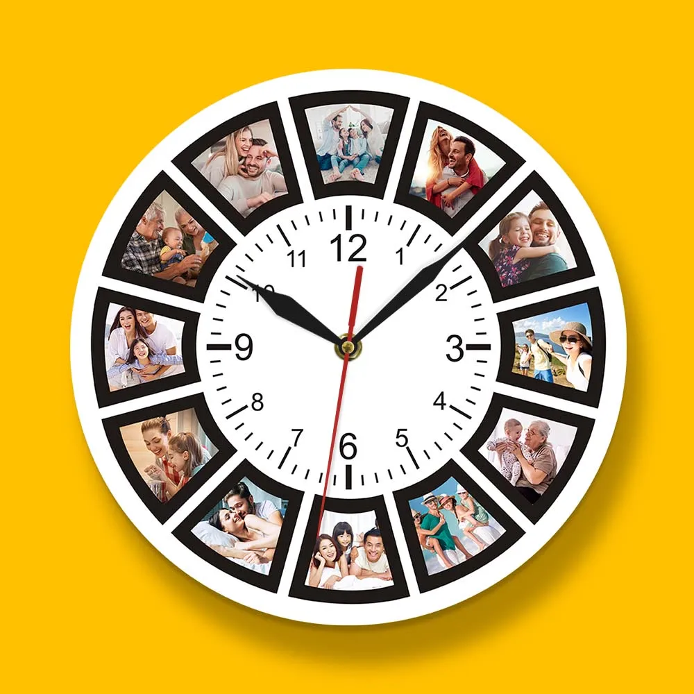 Create Your Own Wall Clock Custom 12 Photos Unique Souvenir Gift Home Watch Personalized Family Friend Printed | Дом и сад