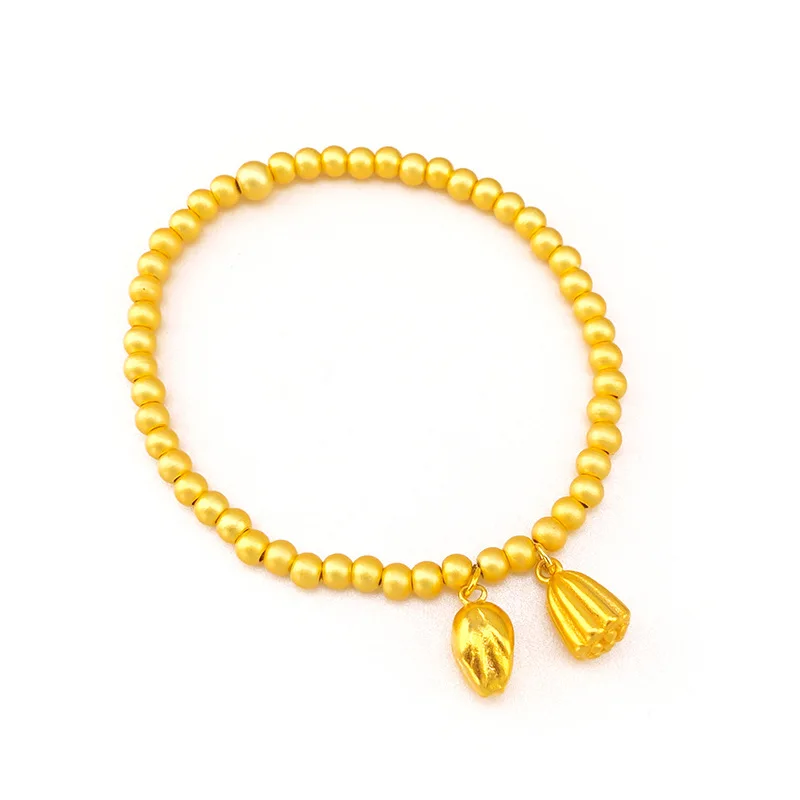 

Classic Women Bracelet Chain Real 18K Gold Plated Transfer Bead Lotus Bracelet for Wedding Engagement Anniversary Jewelry Gifts