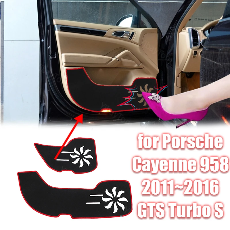 

Carpet Decal Trim Protection Polyester Car Door Anti Kick Pad Sticker for Porsche Cayenne 958 2011-16 GTS Turbo S Protective Mat