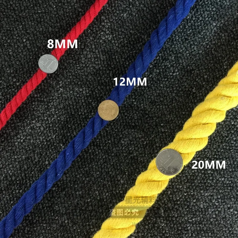 20 мм ручной diy эксципиенты три нити цветной толстая веревка, скручивающая веревка галстук дерево Веревка чистый хлопчатобумажный декор дизайн толстая веревка