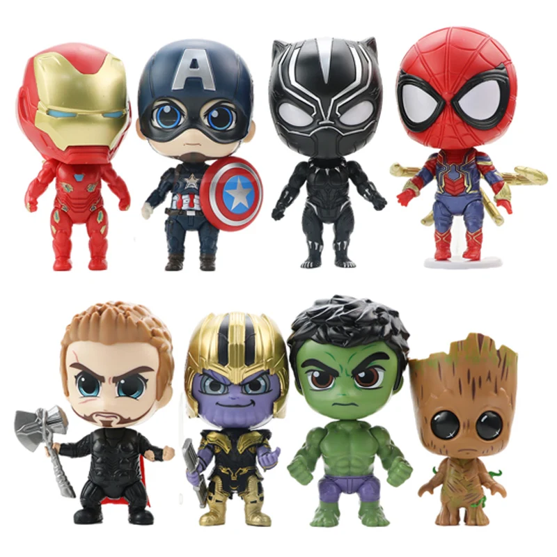 

Avengers Action Figure Iron Man Thor Thanos Spider Man Groot Black Panther Hulk Captain America Pvc Collection Model Toy