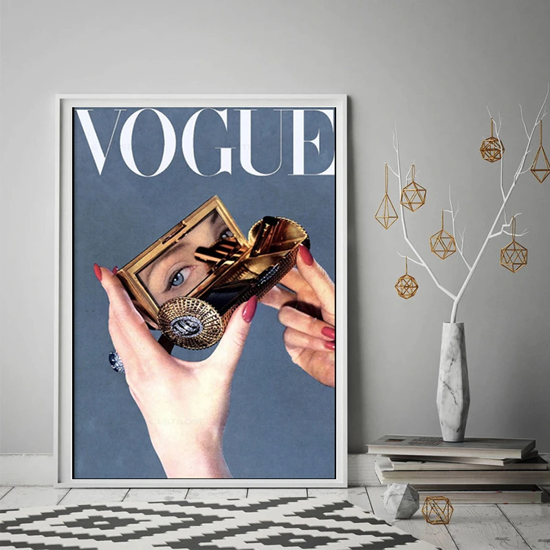 

Vogue Poster and Prints Black and White Nordic Style Canvas Painting Wall Art for Home Salon Decor Fashion Lady Black Hat Poster
