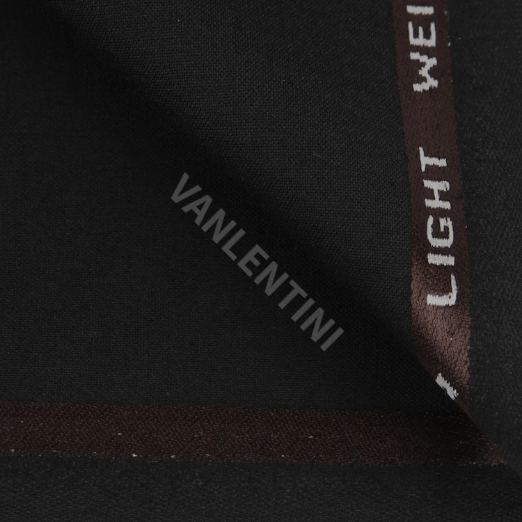 

Light Weight 225g/m 50% Wool With 3% Lycra Plain Style Black Color Worsted Wool Fabric