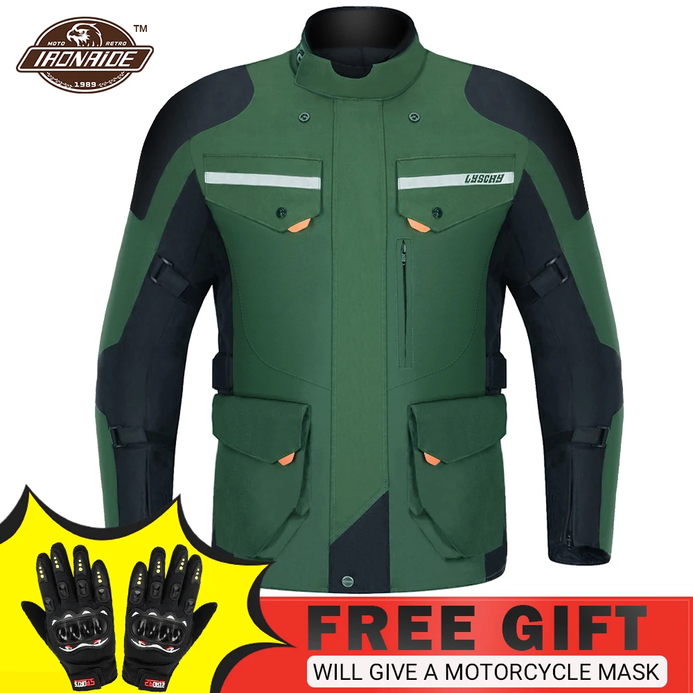 

Мотоциклетная куртка LYSCHY, зеленая водонепроницаемая куртка для мотокросса, износостойкий мотоциклетный костюм, мотоциклетная куртка для е...