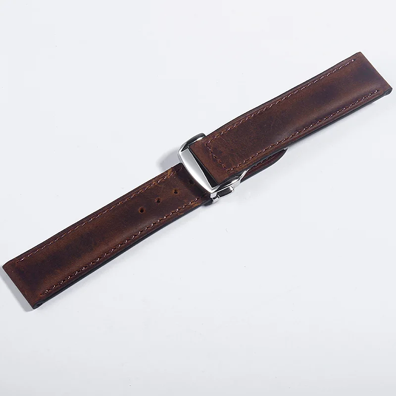 handmade vintage watchband genuine leather watch strap brown wrist replacement band 19 20 21 22 23mm men | Наручные часы