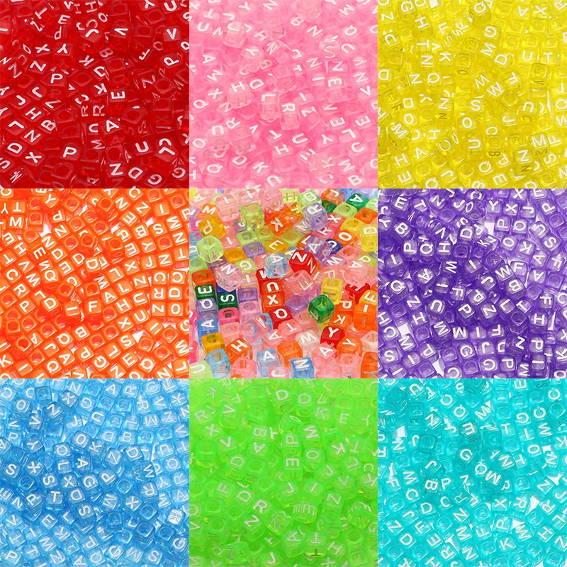

Multicolor 6mm Transparent Square Mixed Alphabet Letter Acrylic Spacer Beads For Jewelry Making Diy Charms Bracelet Accessories