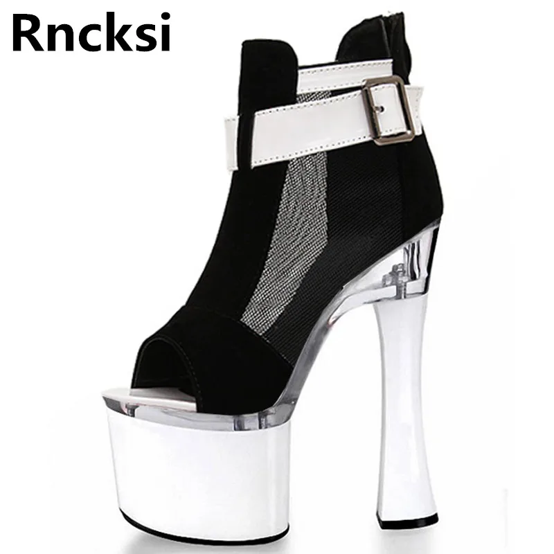 

Rncksi New Girl Peep Toe Women's 18cm Square Heels Party Dance Shoes Women Sandals Patform 18cm High Heels Pole Dance Sandals
