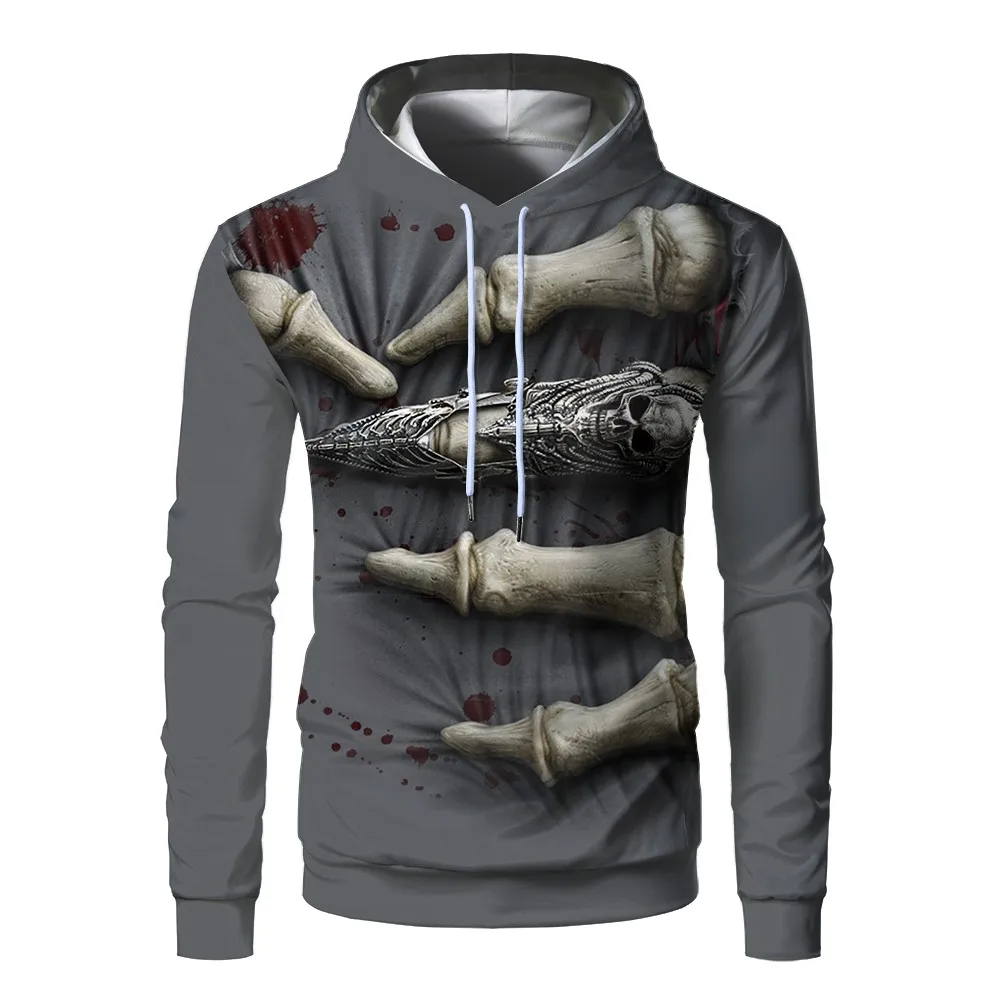 Новые модные с жутким черепом серии свитер капюшоном 3d печатных универсальное