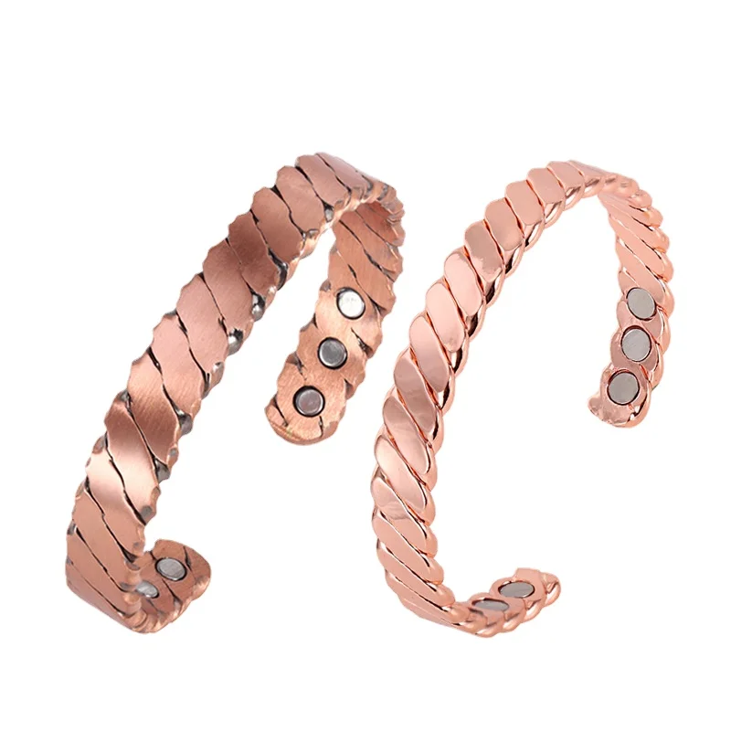 

2021New red copper bracelet anti-fatigue magnetic pure copper bracelet retro fatigue relief jewelry unisex women for man