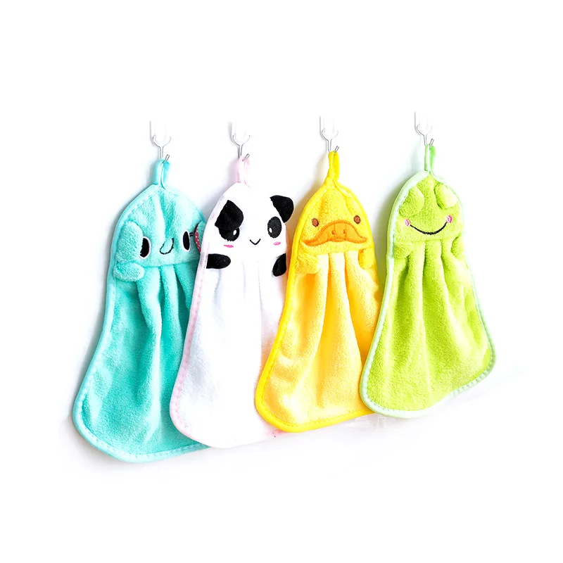 

1 Pcs Cute Cartoon Eco-friendly Candy Colors Soft Coral Velvet Cartoon Animal Towel Can Be Hung Kitchen Cleaning Used