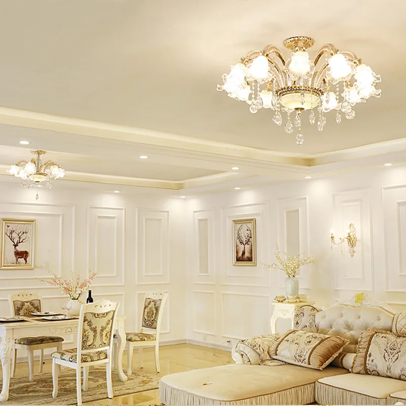 

European crystal chandelier ceiling lamp living room modern bedroom room warm atmosphere simple European lamps