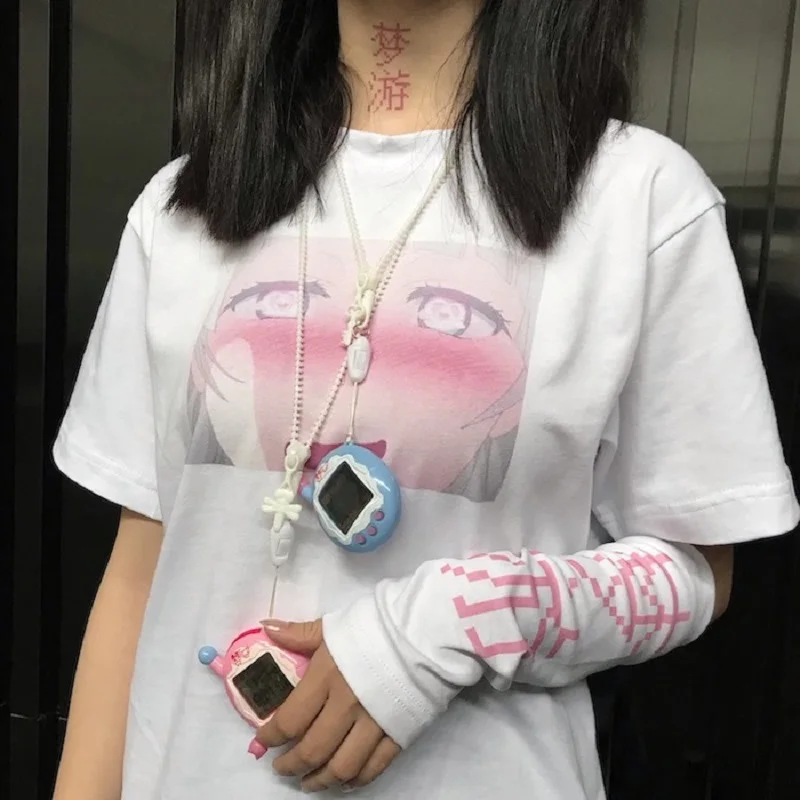 

Anime Maiden Print Summer Kawaii Harajuku Cute Women's T-shirts Gothic Style Tops Japanese Sexy y2k Short Clothe Streetwear Tees