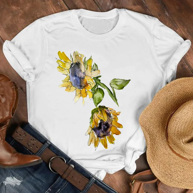 

Women Lady Cartoon Skull Horror Floral Fashion Summer Fall Shirt Clothes Tshirt Tee Womens Top Female Print T Graphic T-shirt