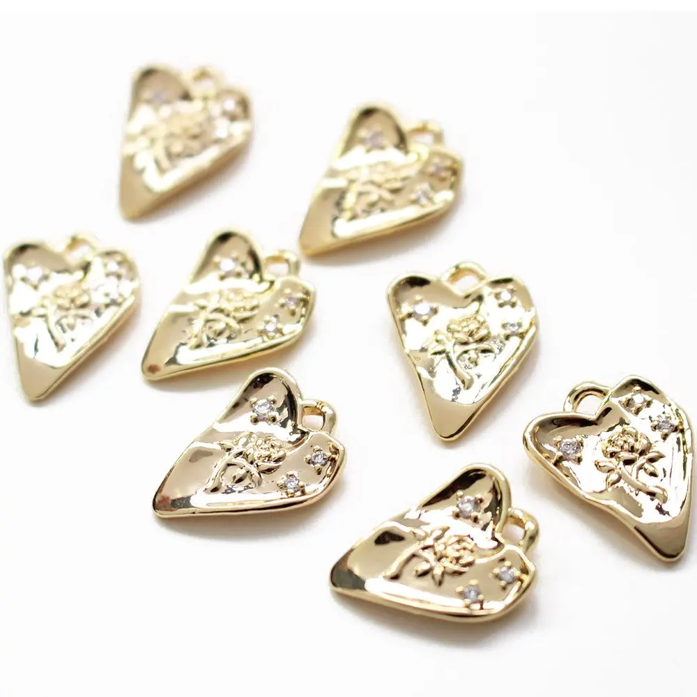 

Комплект из 2 предметов, 18K позолоченный кулон в форме сердца из розового DIY серьги ювелирных изделий Компоненты расходные материалы для изг...