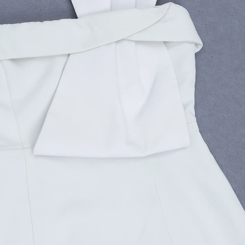 Ocstrade Белый без бретелек рукавов Над коленом бантом Bodycon платье HB6170-White