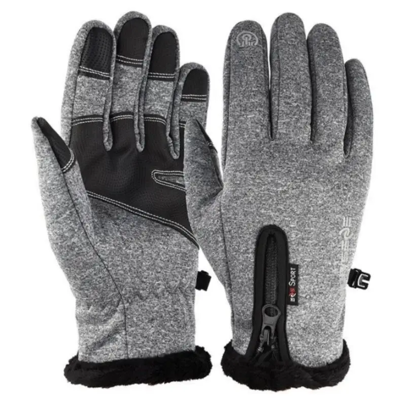 Winter Zipper Outdoor Riding Gloves Windproof Waterproof Touch Screen Gloves