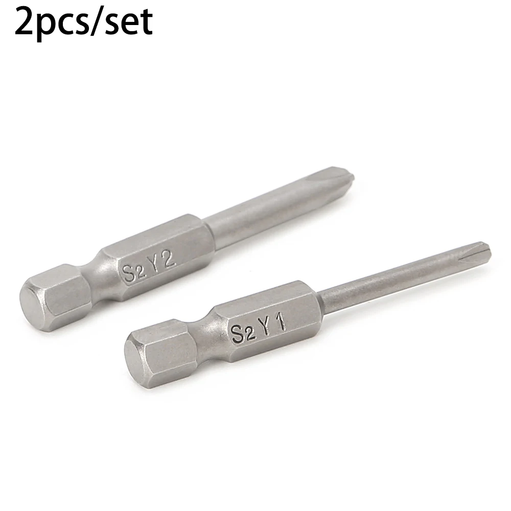 

Y Tip Head Screwdriver Bits 2pcs/set Tools 1/4'' Hex Shank Tri-wing Useful