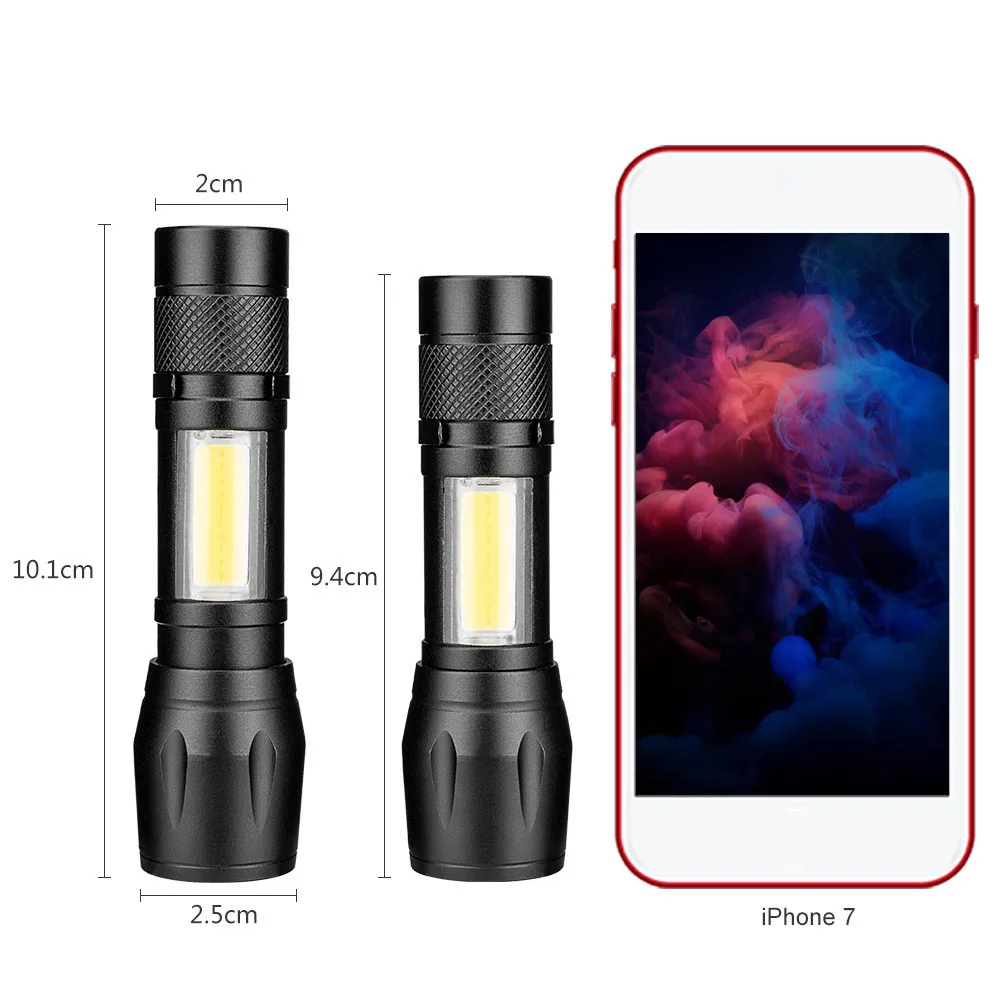 

2pcs Flashlight Camping Flashlight Hiking Lamp USB Rechargeable Portable