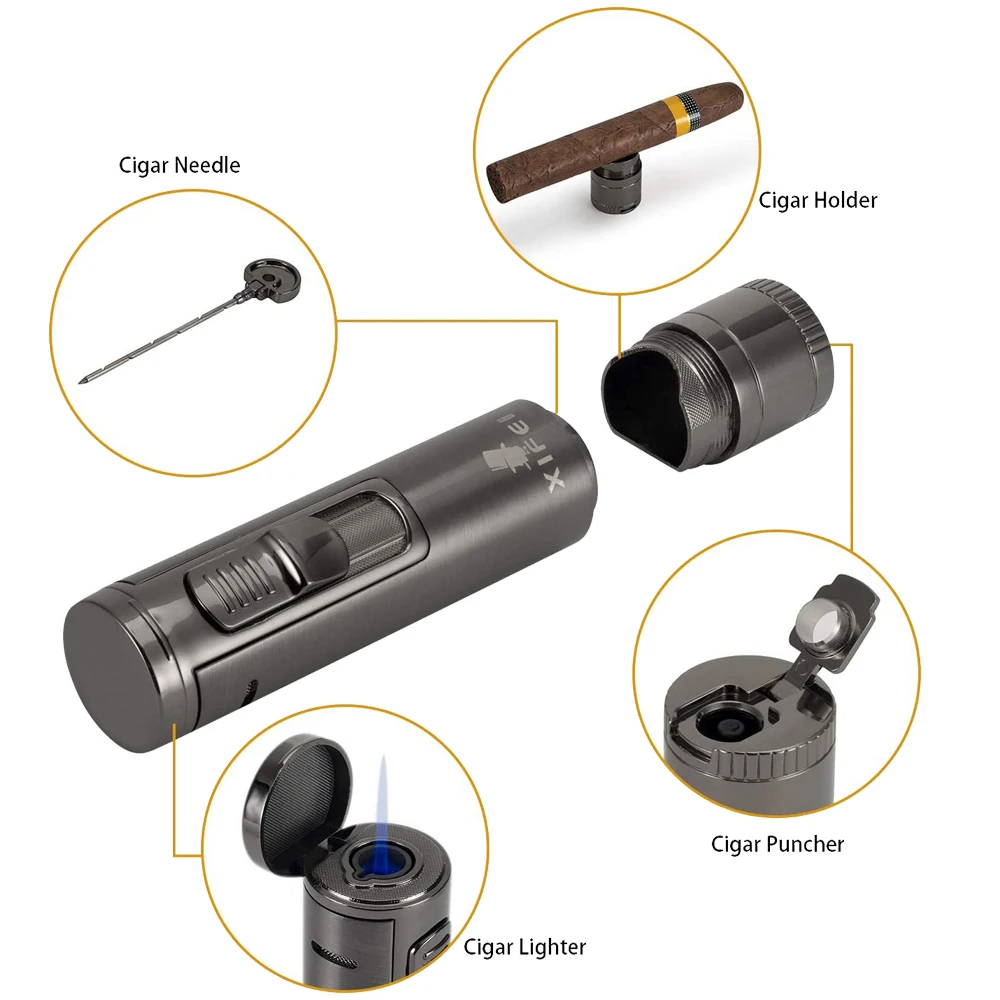 Ветрозащитная Зажигалка XIFEI с держателем для сигар металлическая портативная