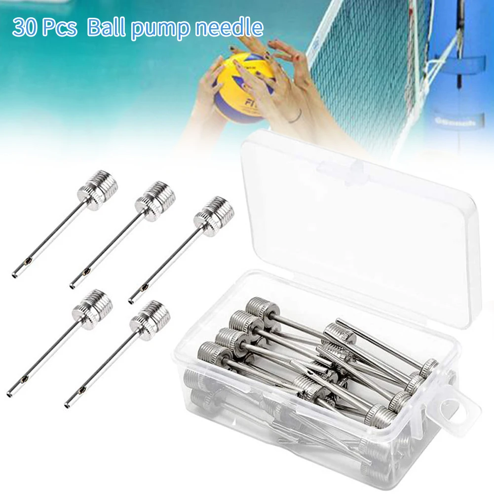 

30pcs Sports Adaptor Stainless Steel Professional Air Inflation Ball Pump Needle Football Basketball Handball Pin Portable