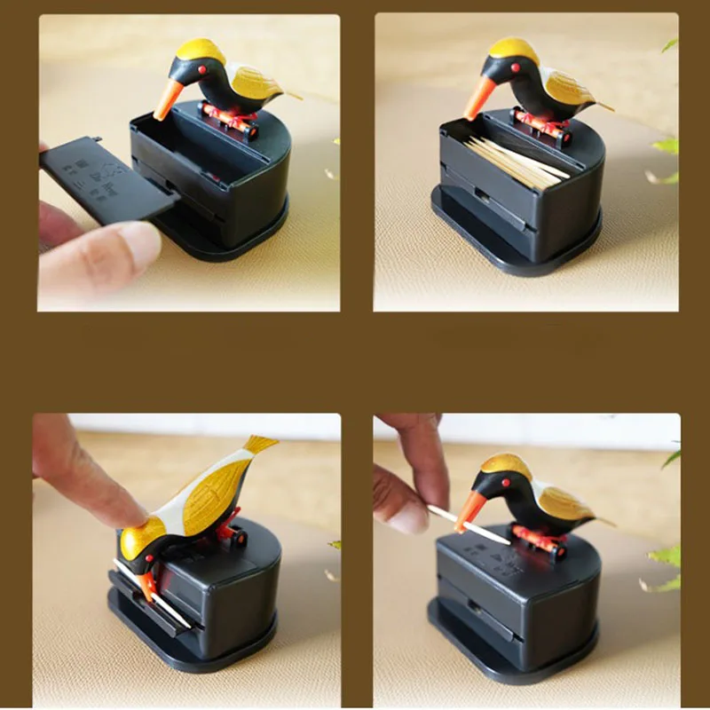 

New Cute Small Bird Toothpick Container Automatic Dispenser Holder Home Decoration Table Decor Random Color