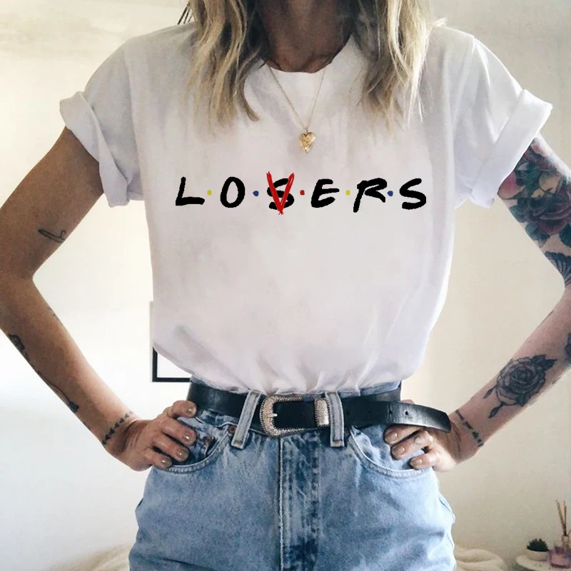 Футболка в стиле хип-хоп унисекс Loser Lover Harajuku с рисунком Ulzzang Женская белая
