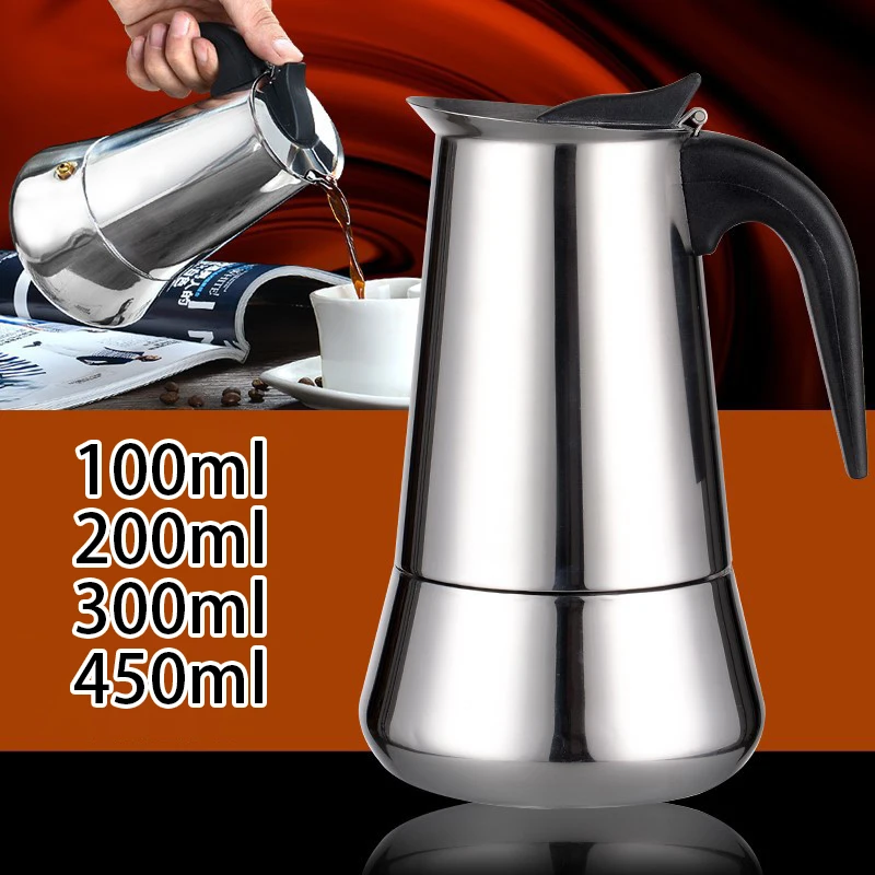 Кофейник из нержавеющей стали подходит для кофейника Moka Espresso Перколятор 100 450 мл