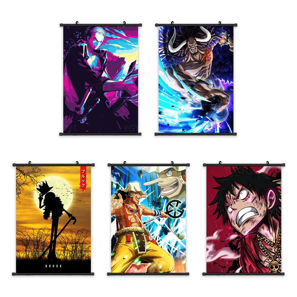 

Wall Artwork One Piece Canvas Luffy Pictures Usopp Painting Japanese Print Poster Anime Plastic Hanging Scrolls Home Decoration